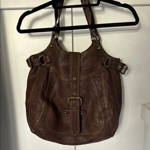 Brown Leather Mania Shoulder Bag, made in Italy